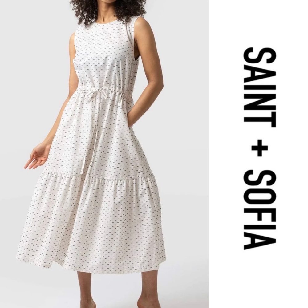 Saint + Sofia Kara Sparkle Fleck Midi Organic Cotton Dress